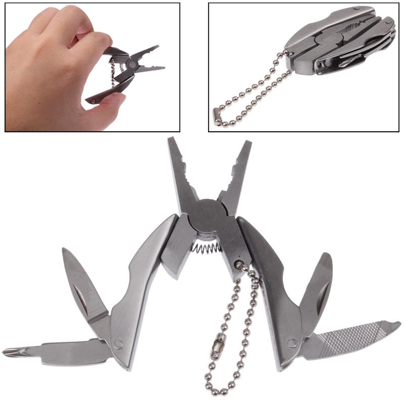 Mini EDC Multitool Stainless Steel Keychain Multi Tool with Pliers Knife Cutter