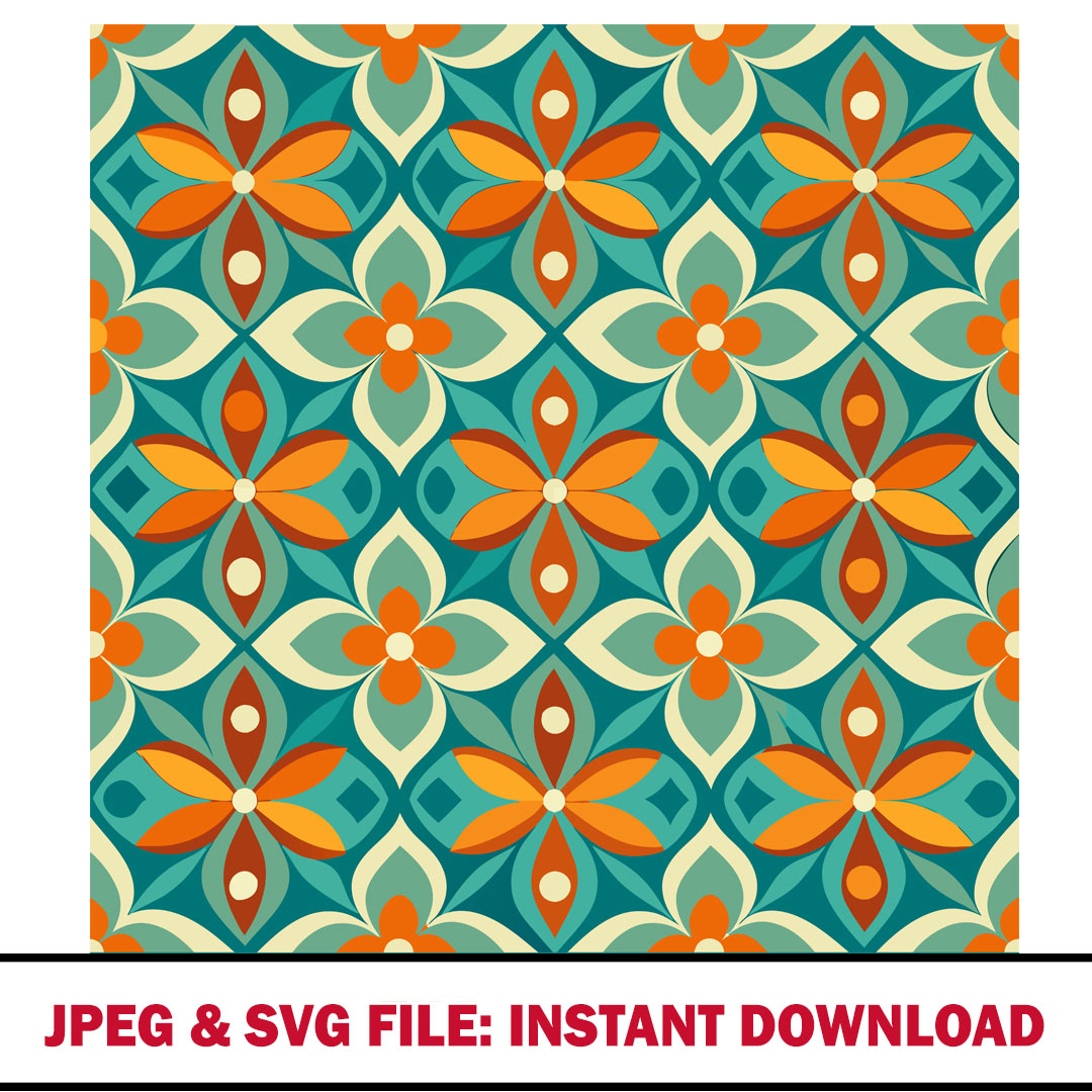 Mid century modern style seamless vector floral pattern. SVG | Inspire ...