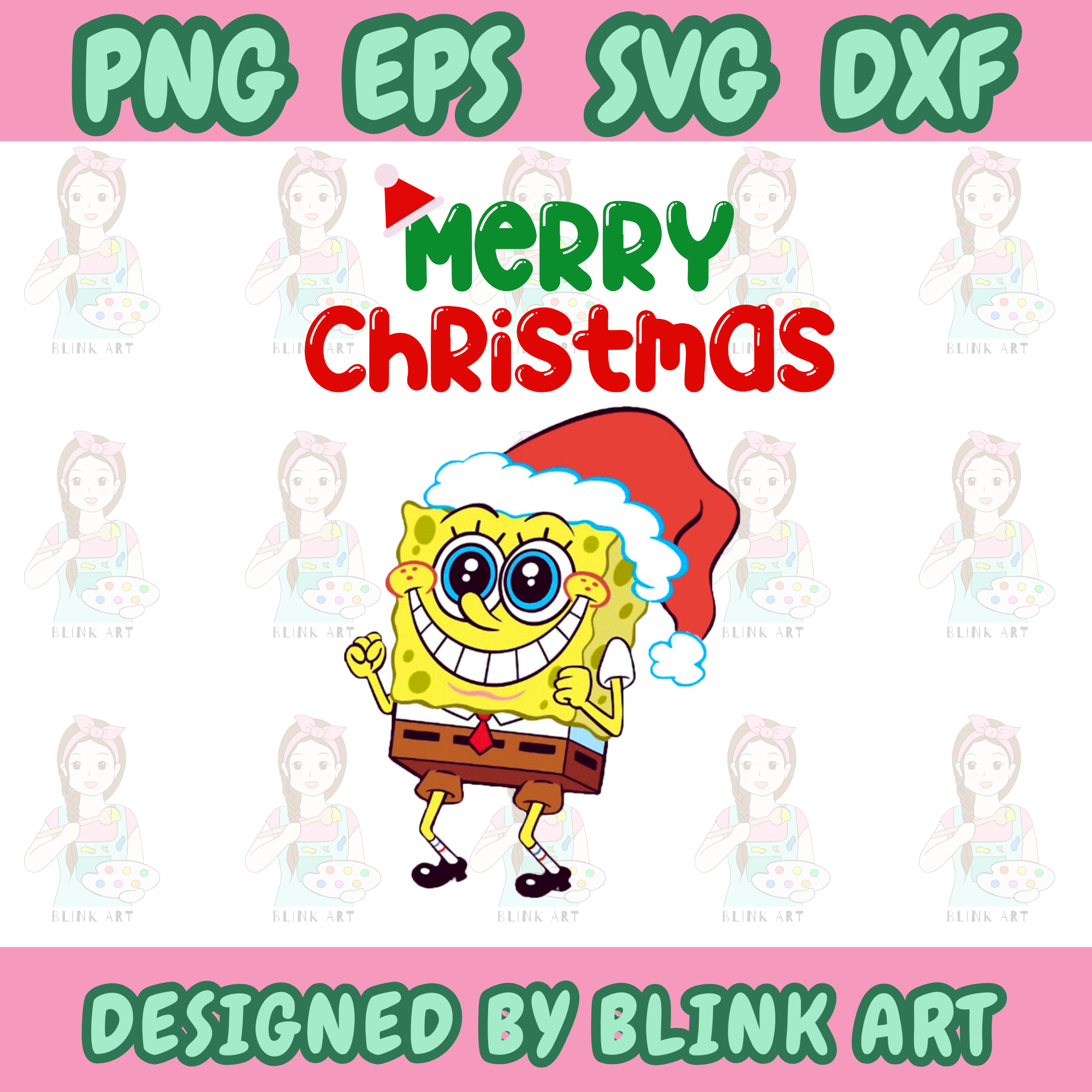 HD Spongebob Christmas ,Merry Christmas ,Happy Santa Hat Cha