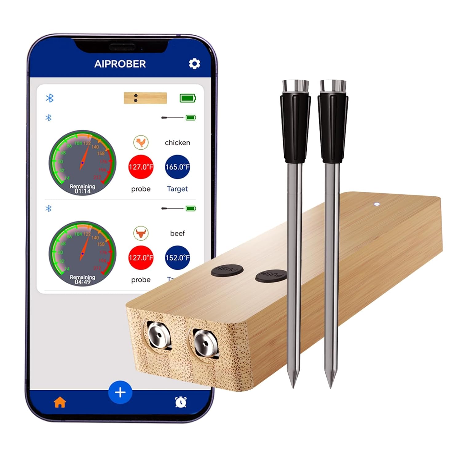 Wireless Smart Meat Thermometer - 2 Probes, 800FT Long Range | Inspire ...