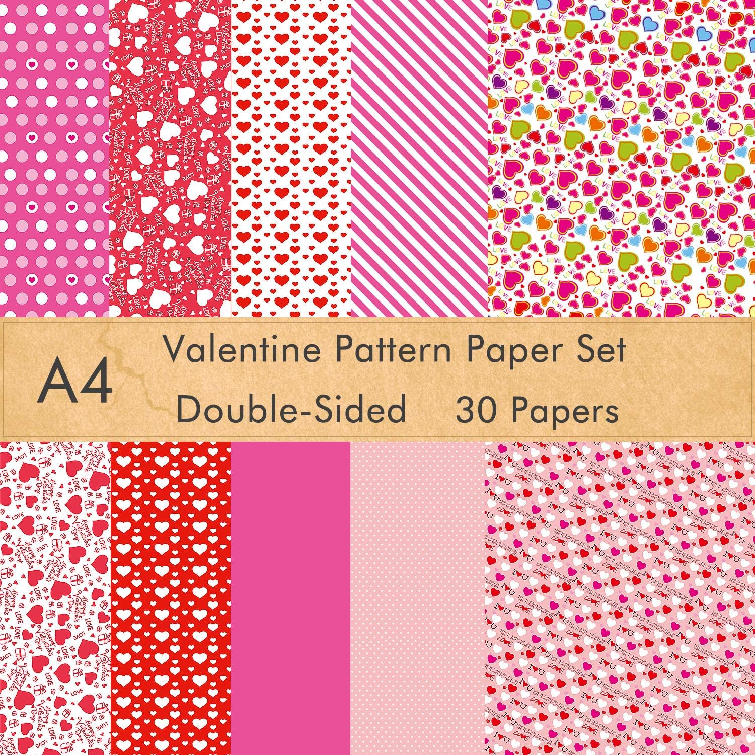Positive Pattern Papper Sheets Valentine Pattern Paper Set | Inspire Uplift