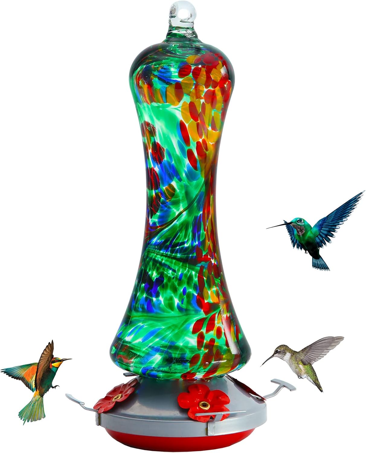 Glass Hummingbird Feeder for Outdoors, Leak Proof Hanging Hu Inspire