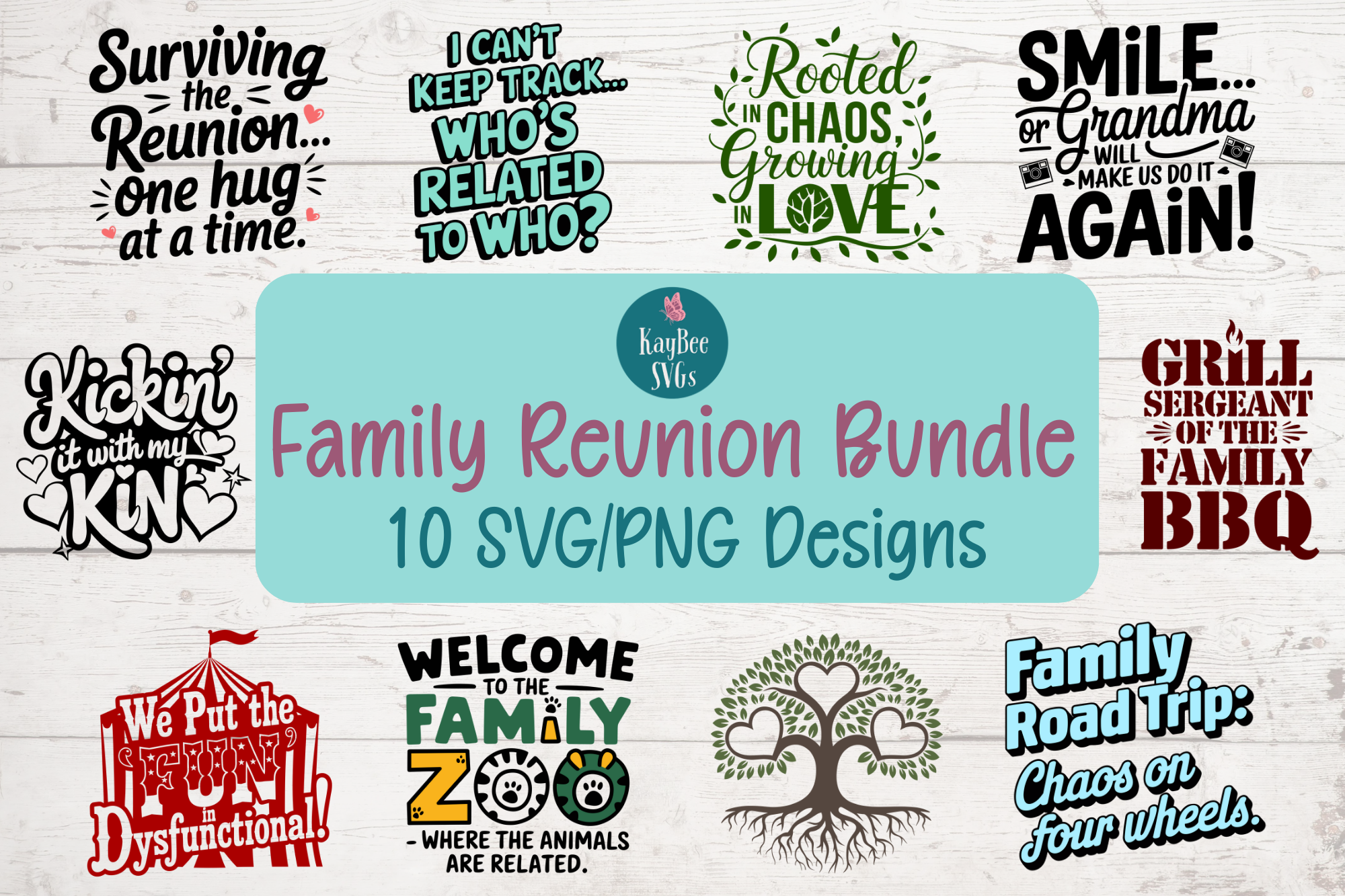 Family Reunion SVG Bundle - 10 SVG & PNG Cut Files for Cricu | Inspire ...