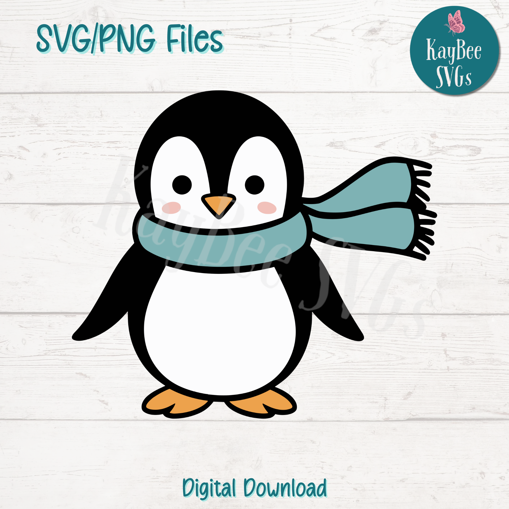 Penguin with Scarf SVG PNG Cut Files for Cricut, Silhouette | Inspire ...