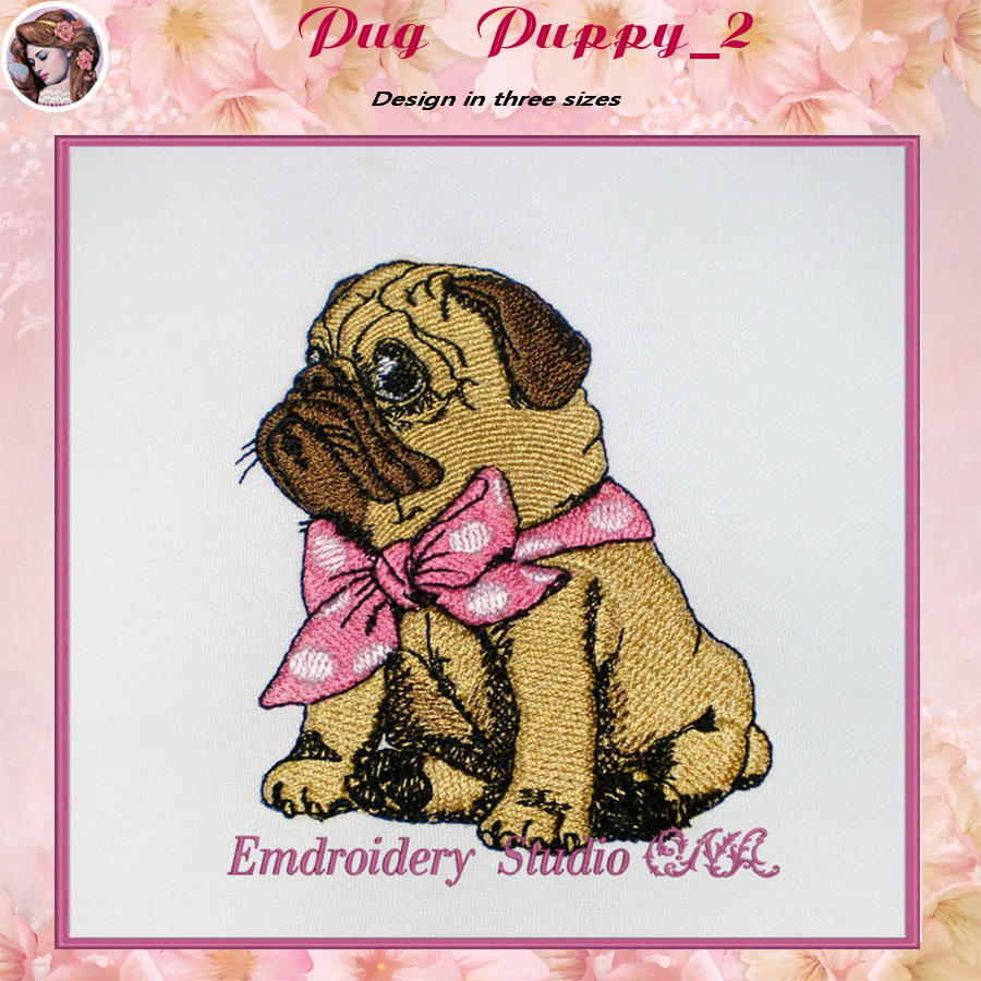 Machine embroidery design Pug Puppy2 3 sizes - embroidered d | Inspire ...