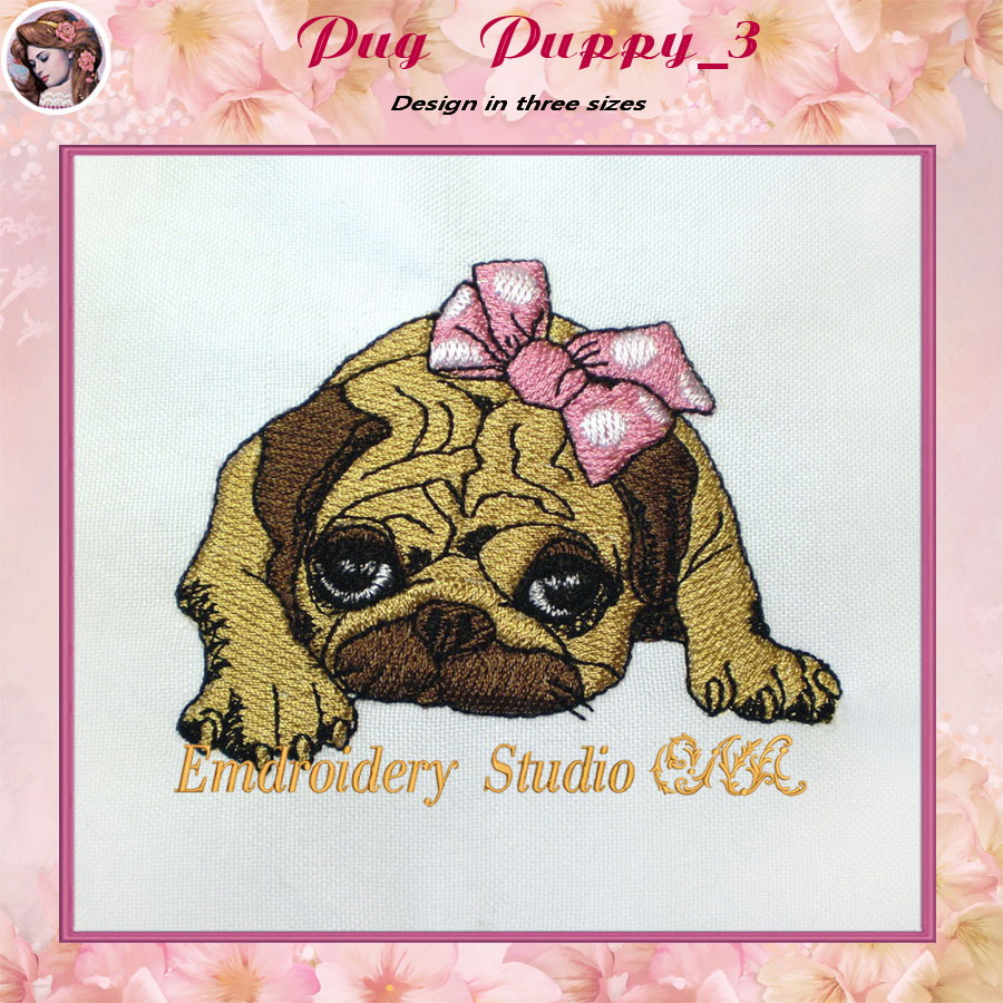 Machine embroidery design Pug Puppy3 3 sizes - embroidered d | Inspire ...