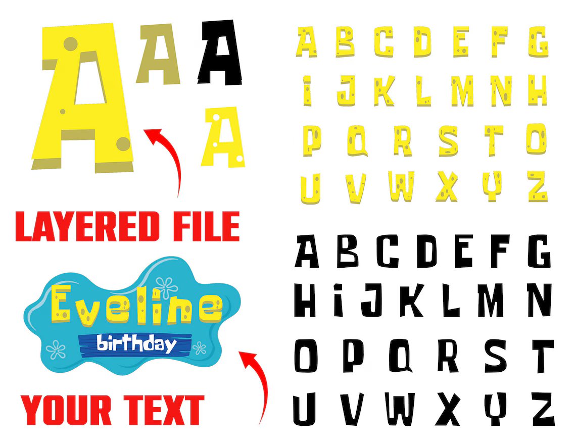 Funny Art License Sponge Letters Svg Layered Sponge font Otf | Inspire ...