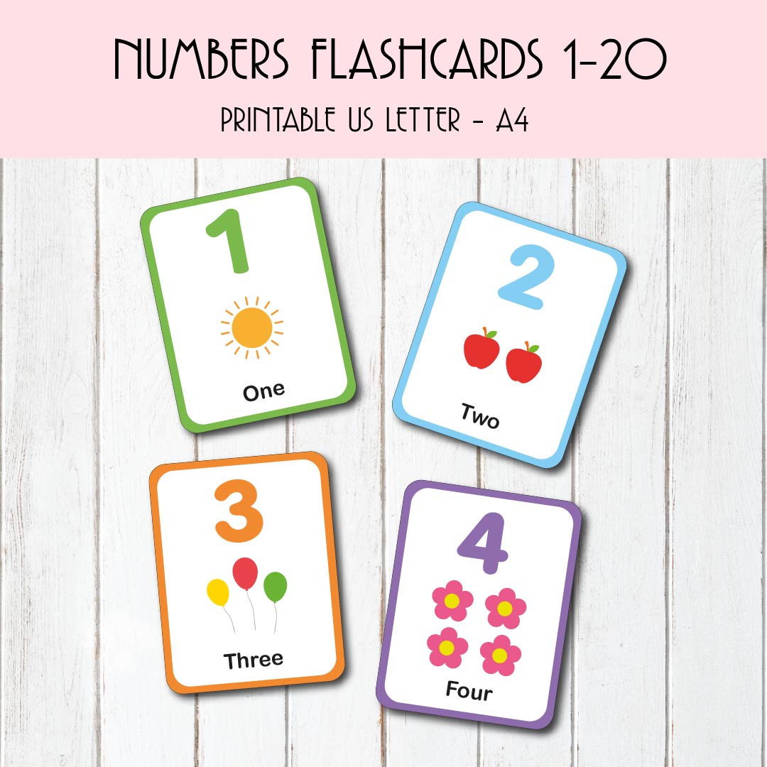 Number Flashcards 1-20 Printable Counting Cards | Inspire Uplift