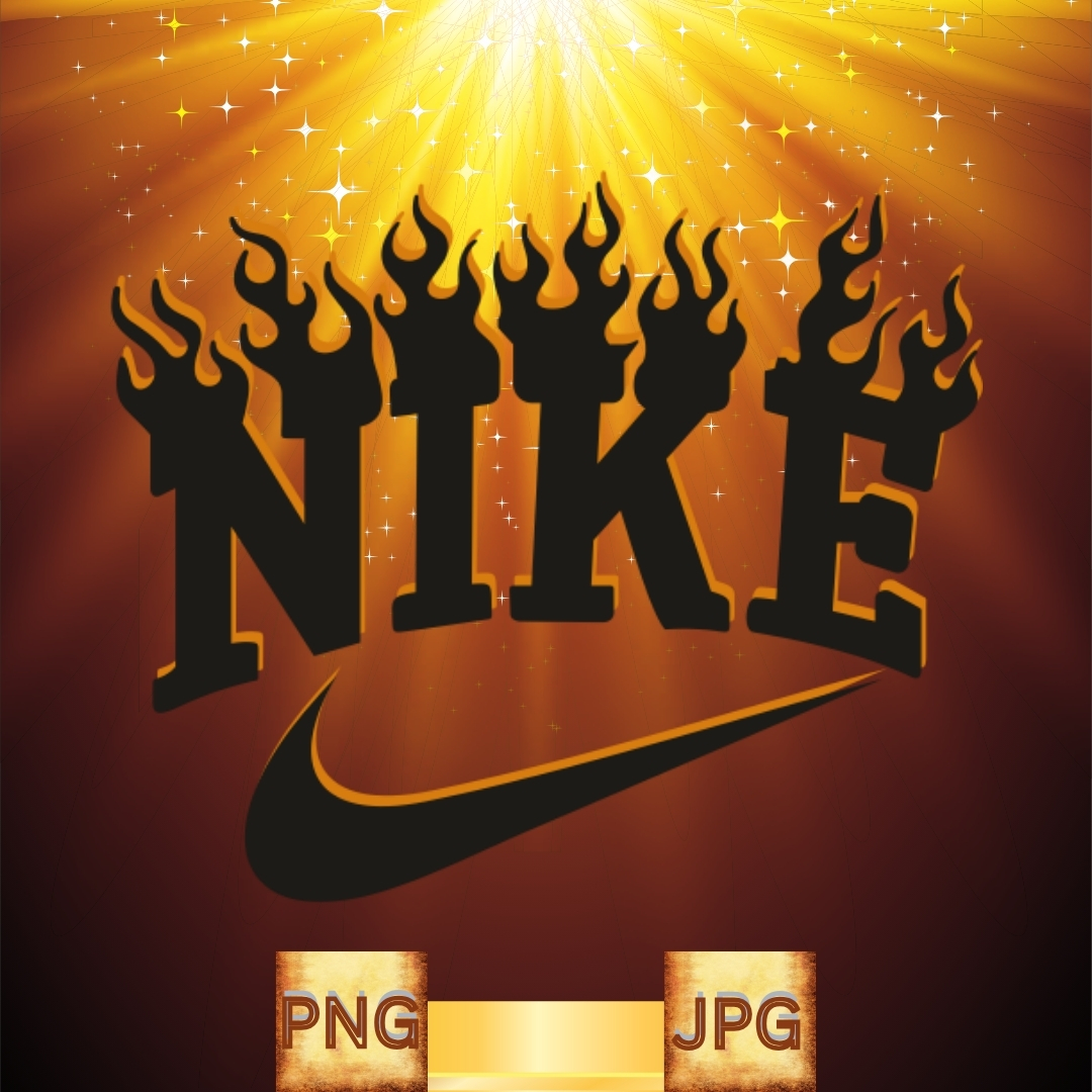 Fire Nike Logo PNG and JPG Files Instant Download for Sticke Inspire
