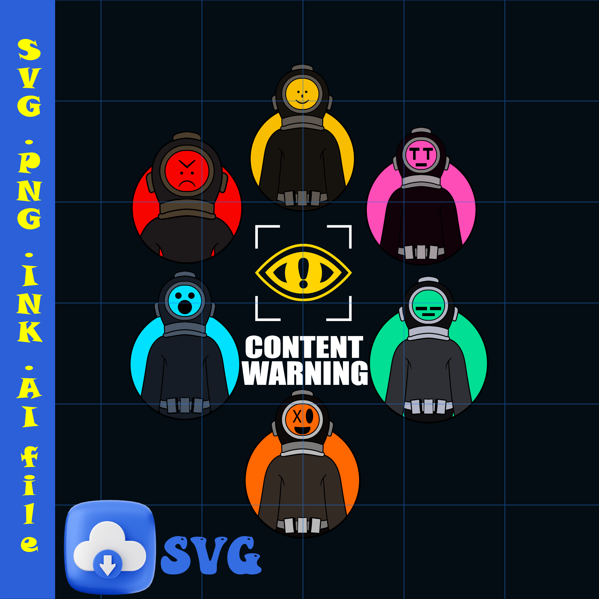 Content Warning T-Shirt SVG,PNG,Content Warning Coloring Pag | Inspire ...
