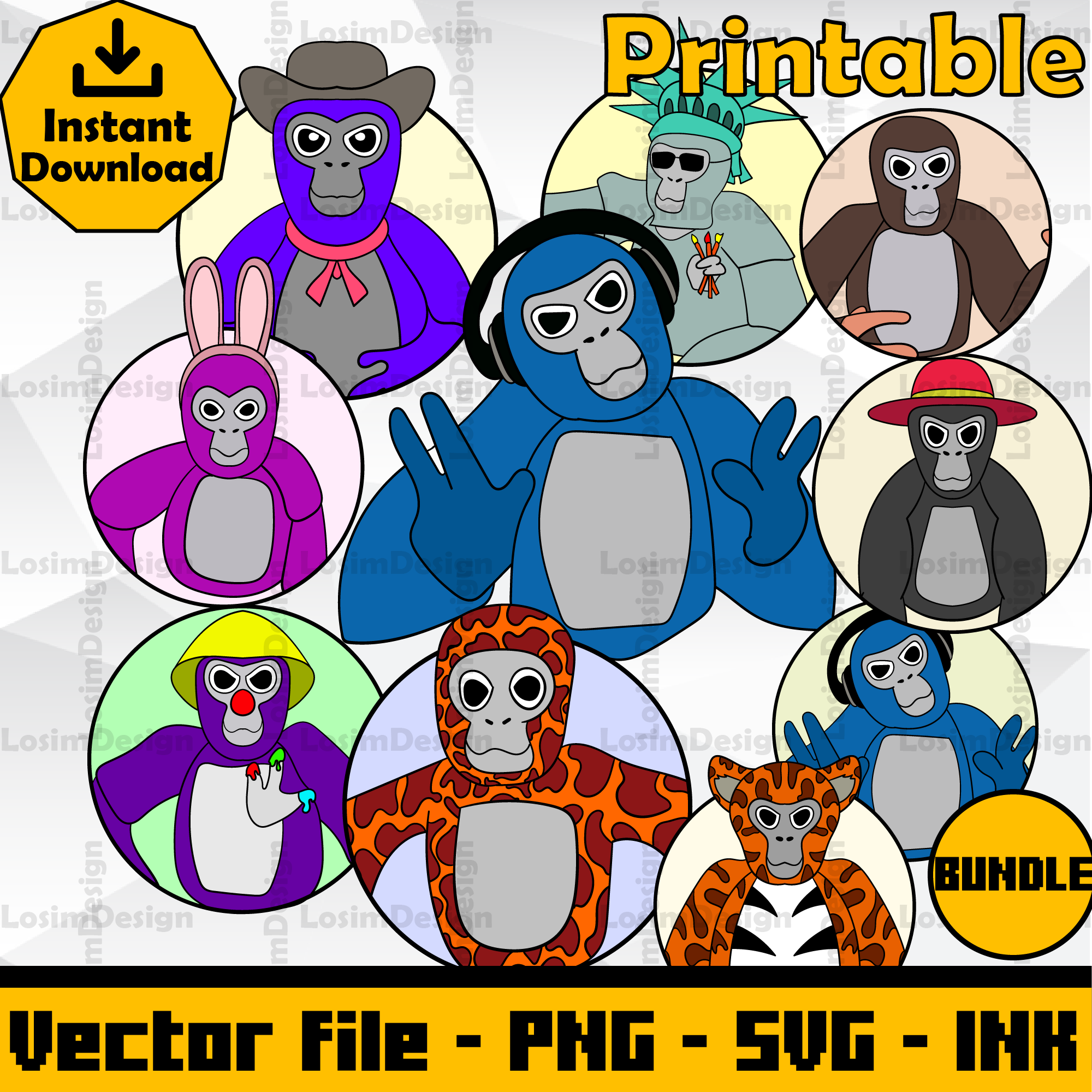 Gorilla Tag SVG,PNG Coloring pages, Gorilla Tag Printable fo | Inspire ...