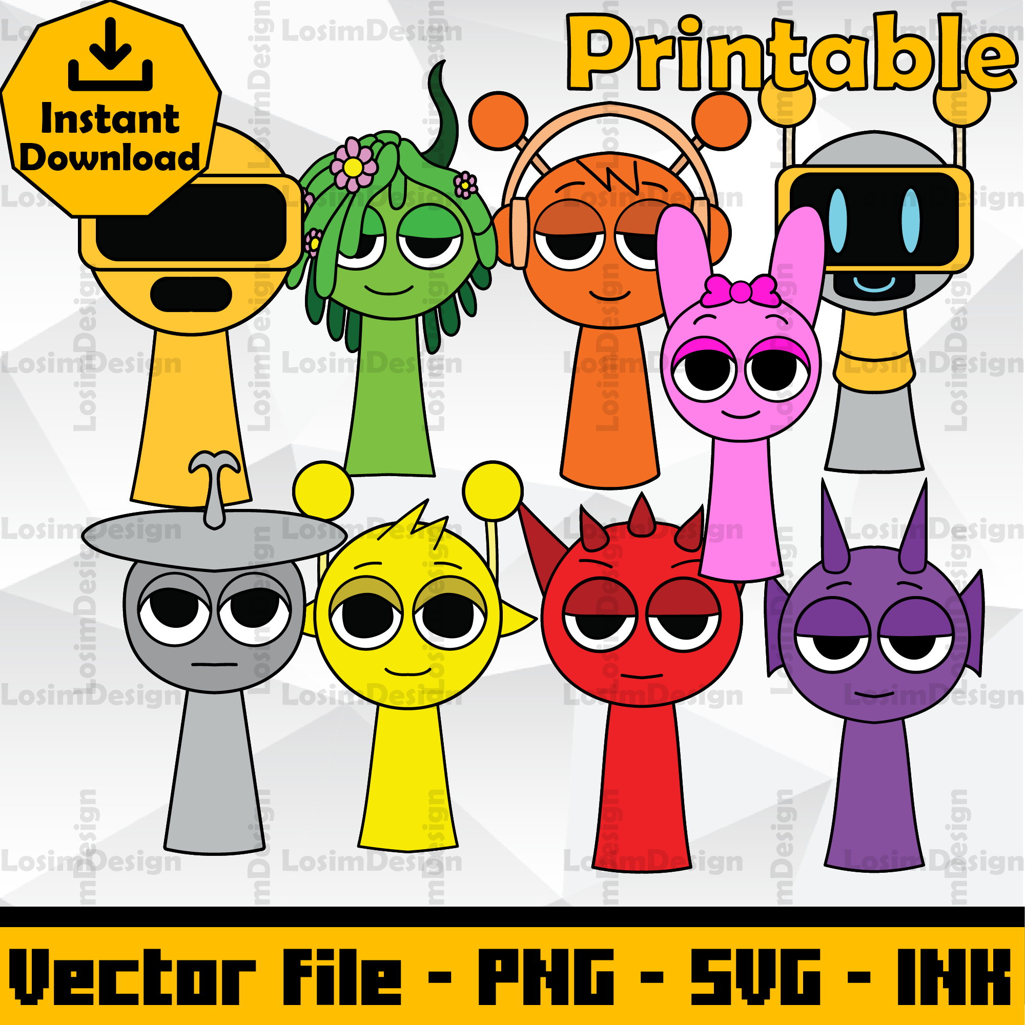 Sprunki Increedibox SVG Cut file, Oren,Raddy,Silver Clukr,Si | Inspire ...
