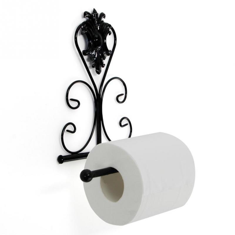 Vintage Black Iron Toilet Paper & Towel Roll Holder – Wall Mount Bathroom Rack