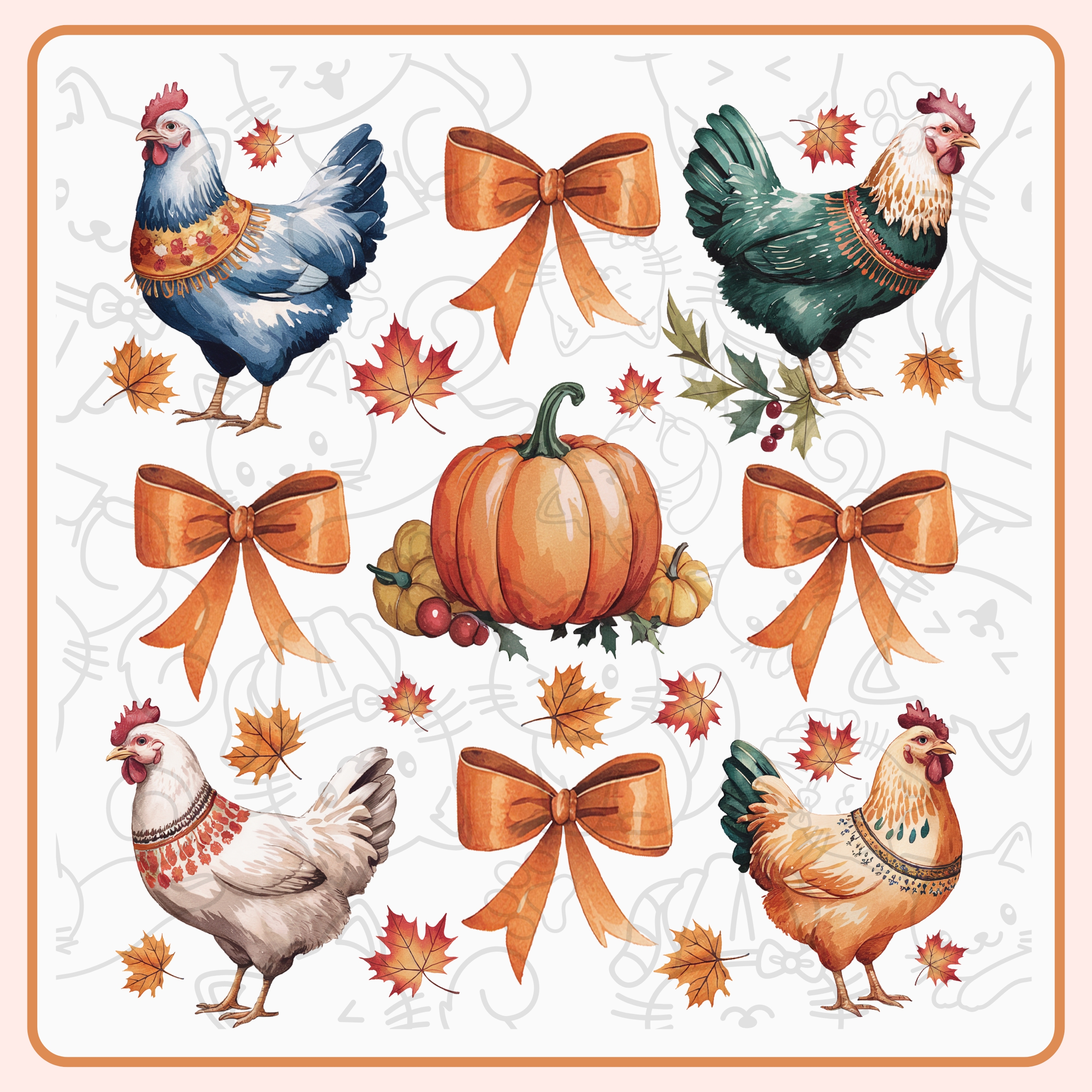 Chicken Fall PNG, Chicken Pumpkin Coquette Bow Png Shirt Des | Inspire ...