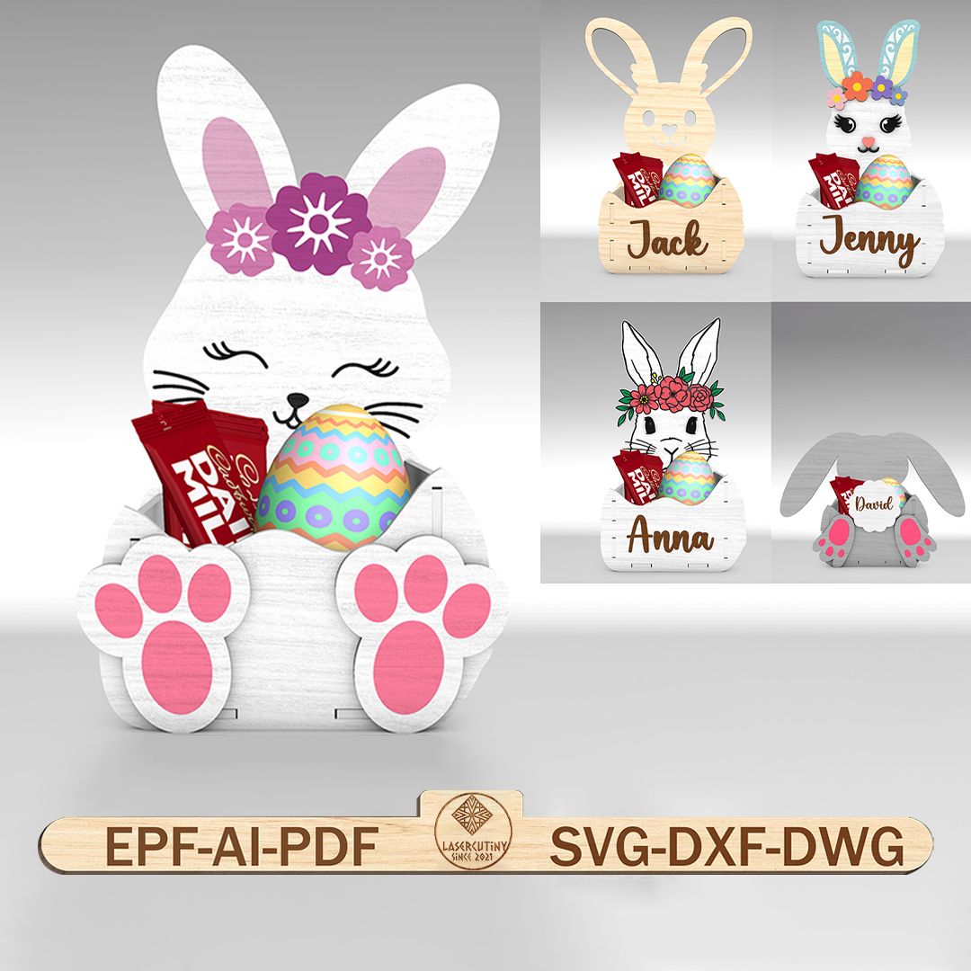 Easter Bunny Gift Box Svg Bundle, Easter Rabbit Basket SVG, | Inspire ...