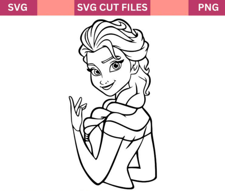 Disney Princess Elsa Outline SVG Cut File - Frozen | Inspire Uplift