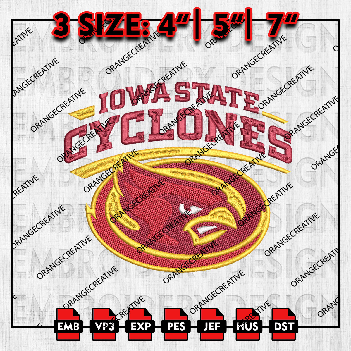 Iowa State Cyclones NCAA Logo Emb files, NCAA Embroidery Des | Inspire ...