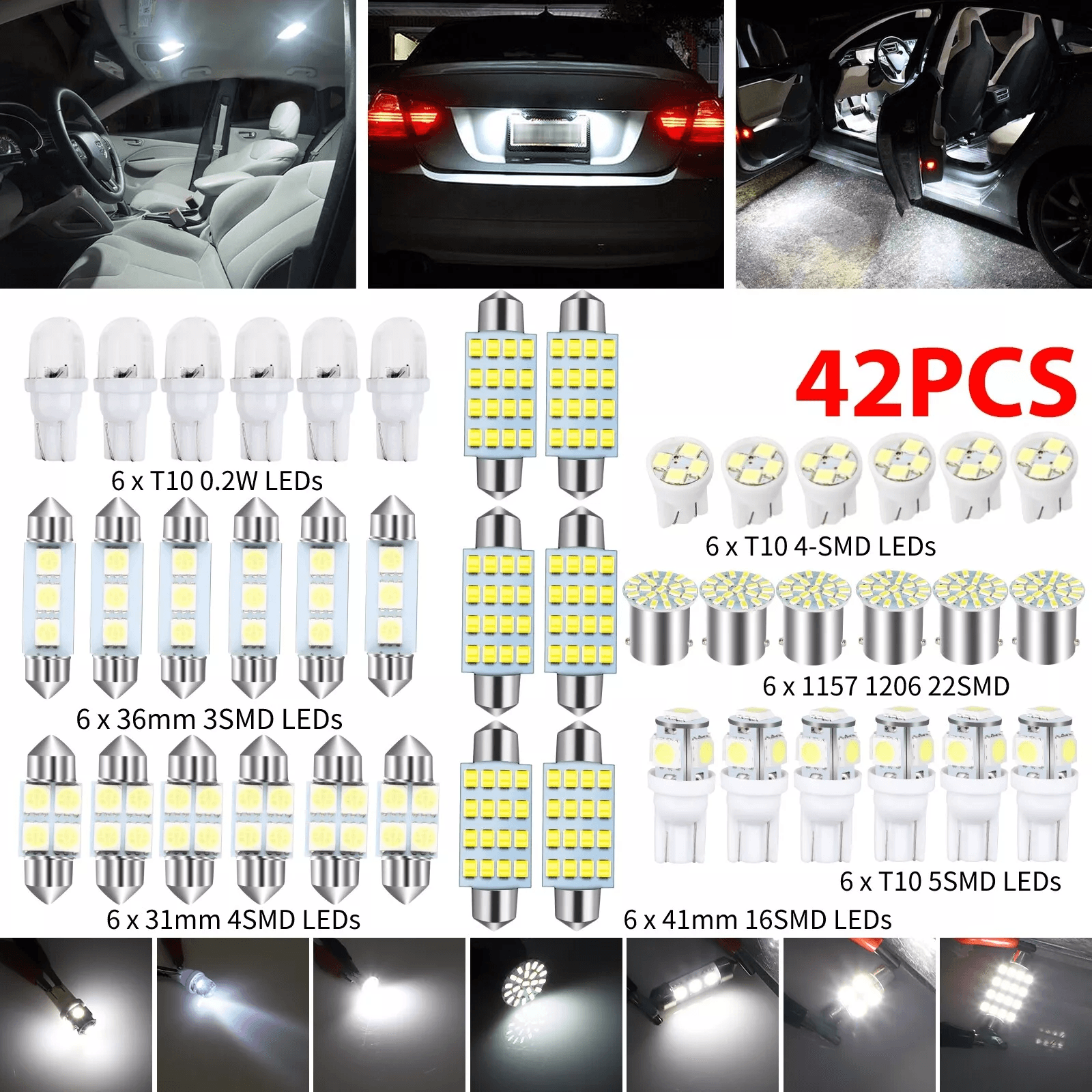 28-Piece LED Interior Light Kit For Dodge - Map, Dome, Trunk & License Plate Bulbs (6000K White)