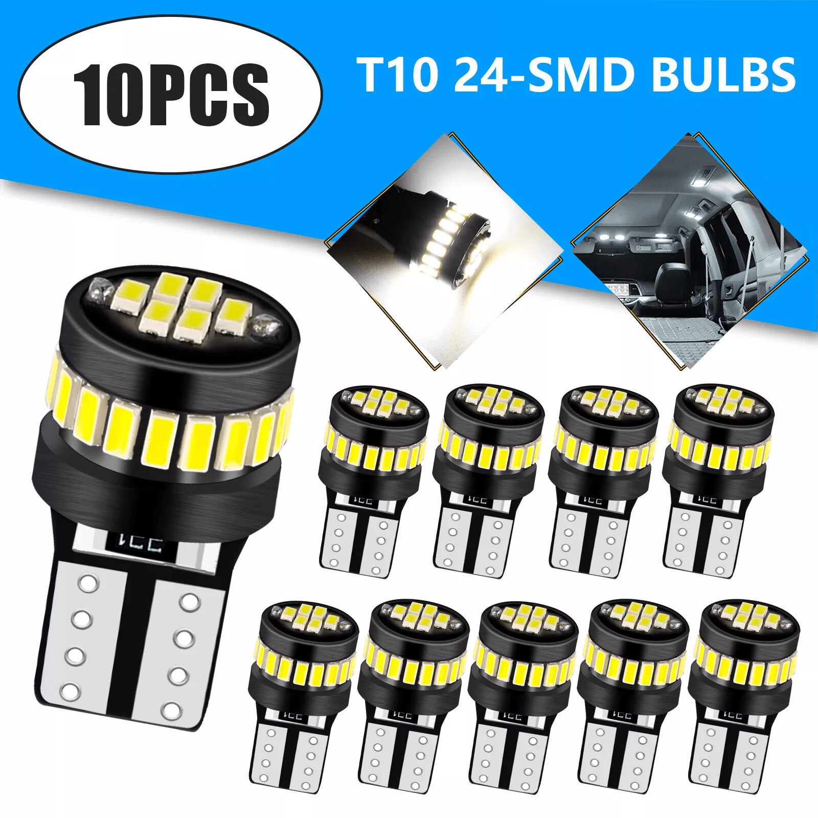 LED Interior Map Dome Lights, Super White License Plate Light Bulbs for Car, No Delay, Long Lifespan, Aluminum Housing