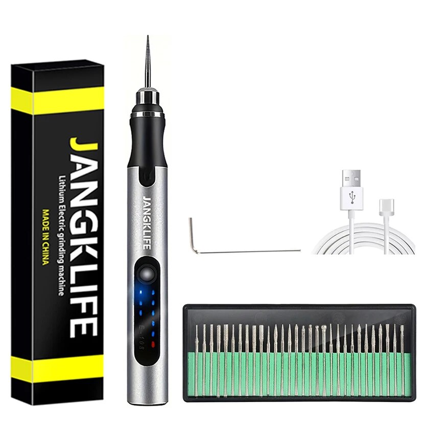 USB Cordless Rotary Tool Kit Wireless Engraving Pen for Woodworking, Jewelry, Metal & Glass DIY Projects