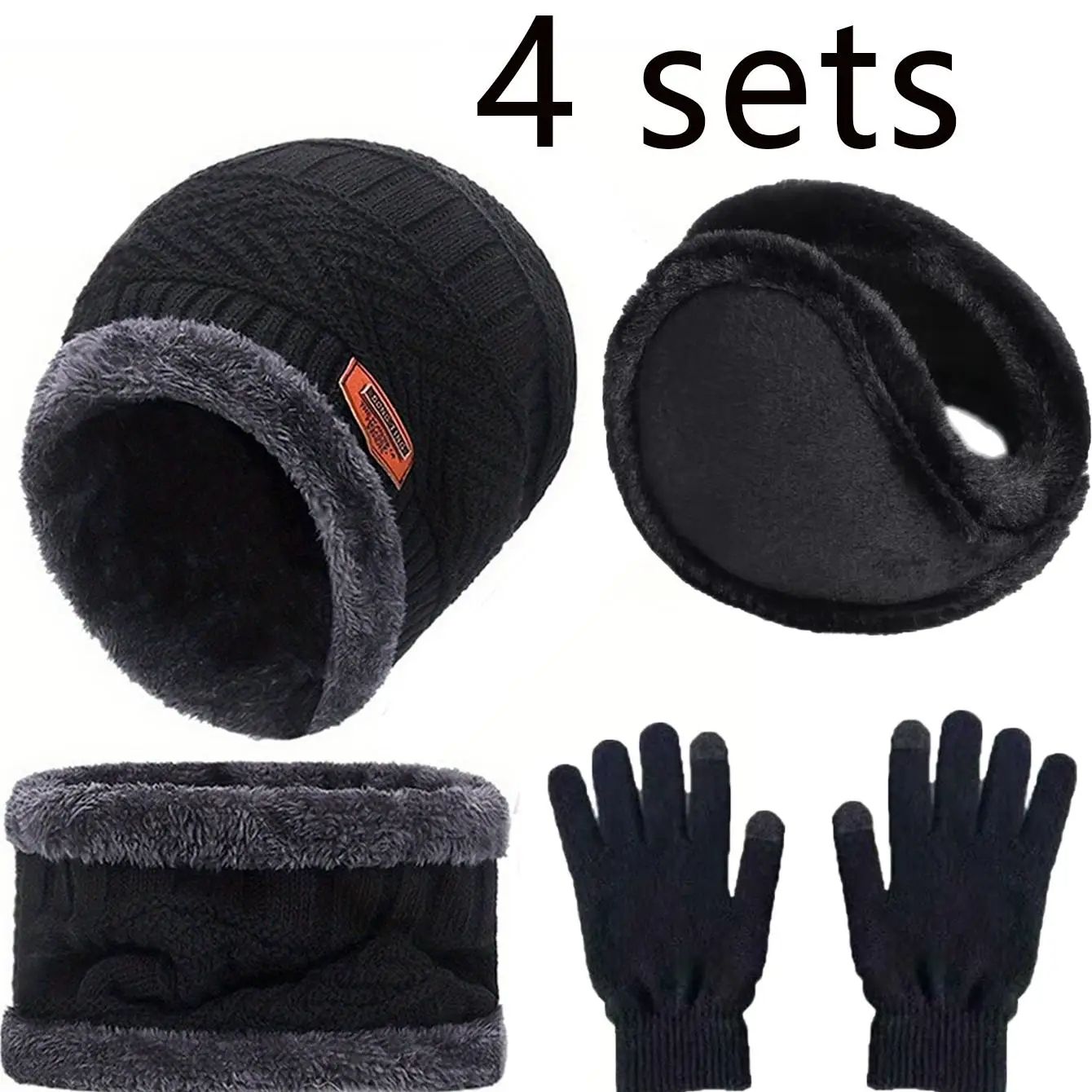 Winter Warm Velvet Hat Scarf Gloves Set, Men, Women & Girls Outdoor Riding Beanies & Neck Protection
