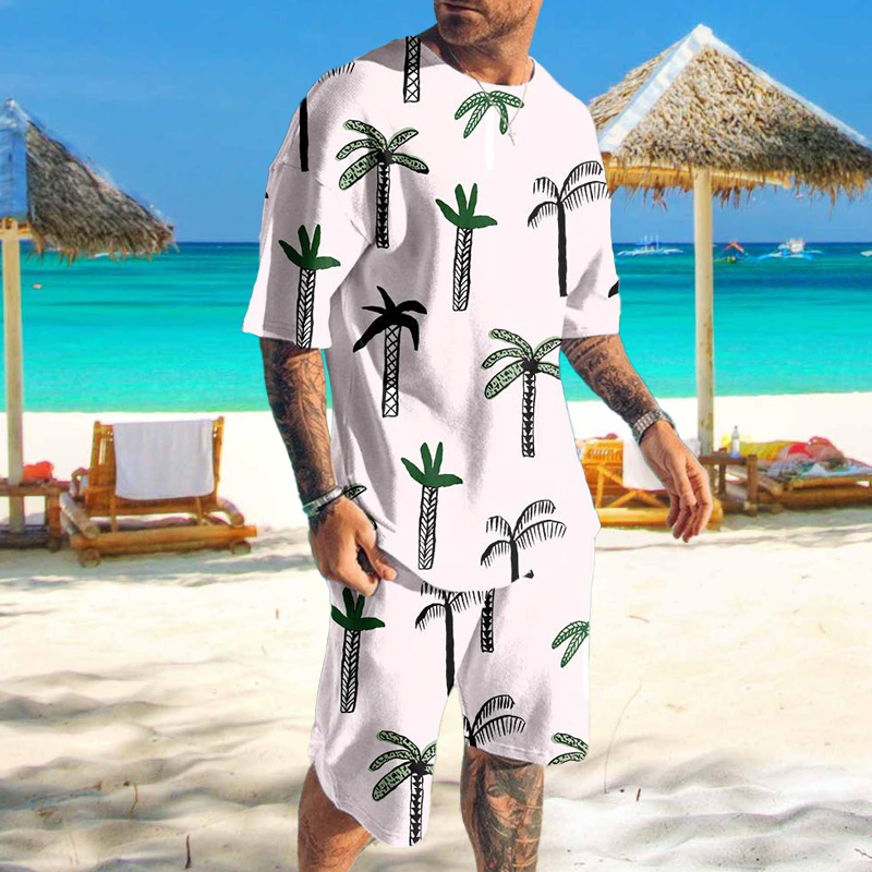 Mens Tracksuit Set, 3D Print 2-Piece T-Shirt & Shorts Casual Sports Suit for Beach, Vacation & Summer 2023