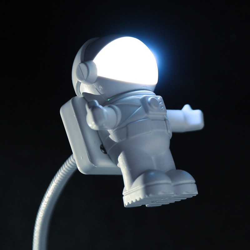 Astronaut USB Night Light Powered 5V, Portable Reading Desk Lamp for Computer, White LED Light Source for PC and Laptop