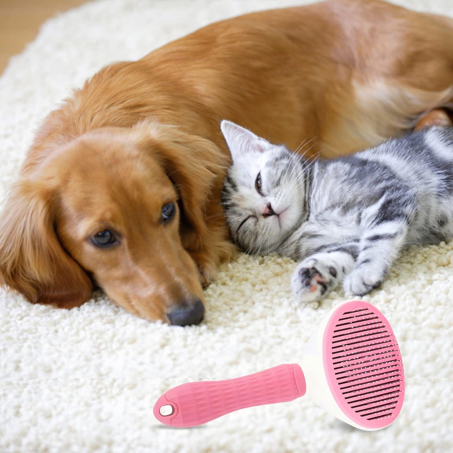 Premium Ergonomic Pet Grooming Brush Pet Grooming Brush for Shedding & Massage, Deshedding Brush with Non Slip Grip