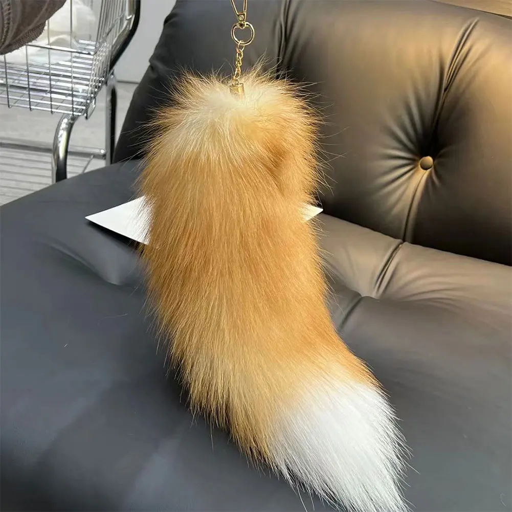 Fluffy Faux Fur Fox Tail Keychain Large Soft Therian Tail Bag & Key Accessory