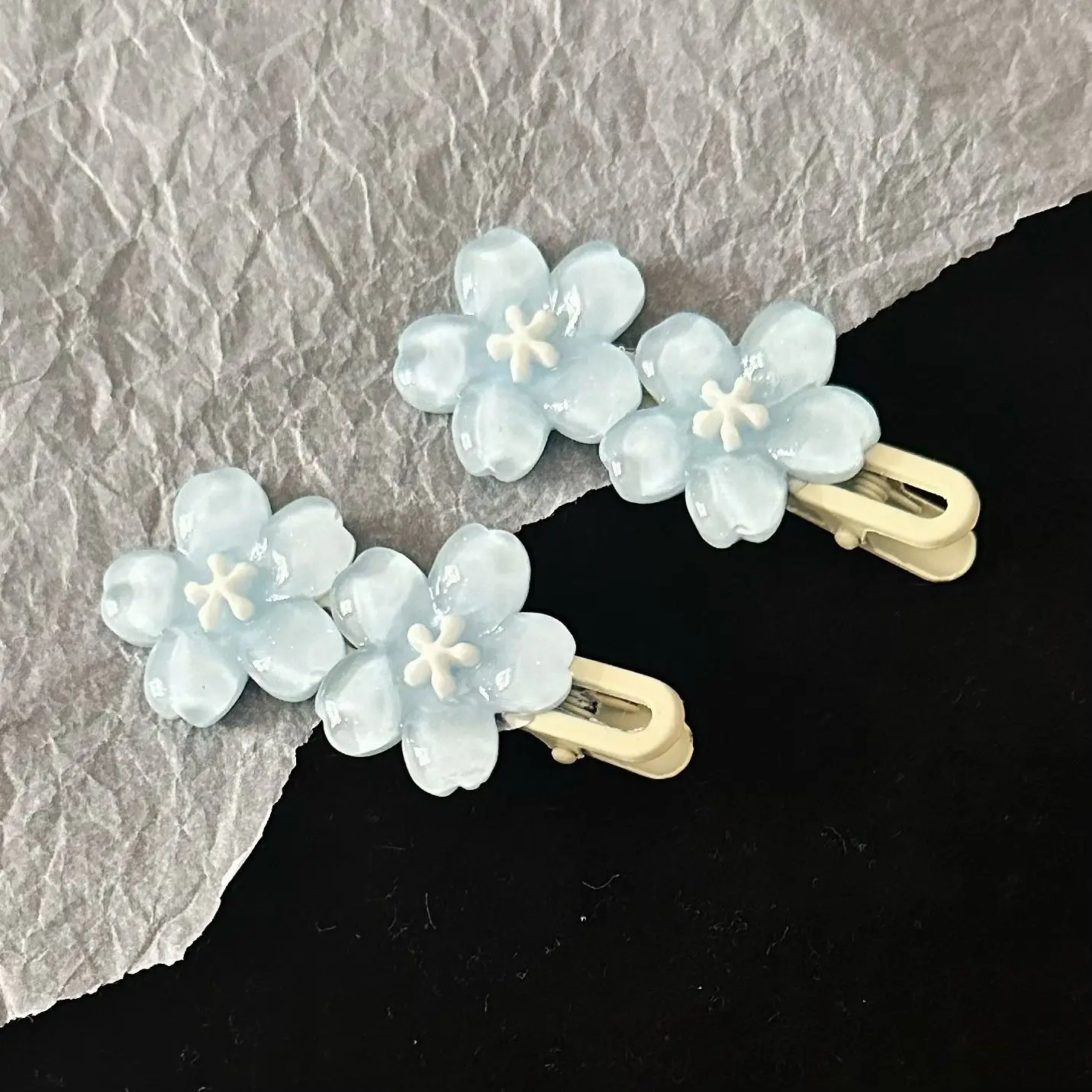 Cherry Blossom Jelly Flower Hair Clips for Girls Kawaii Floral Barrettes for Side Bangs