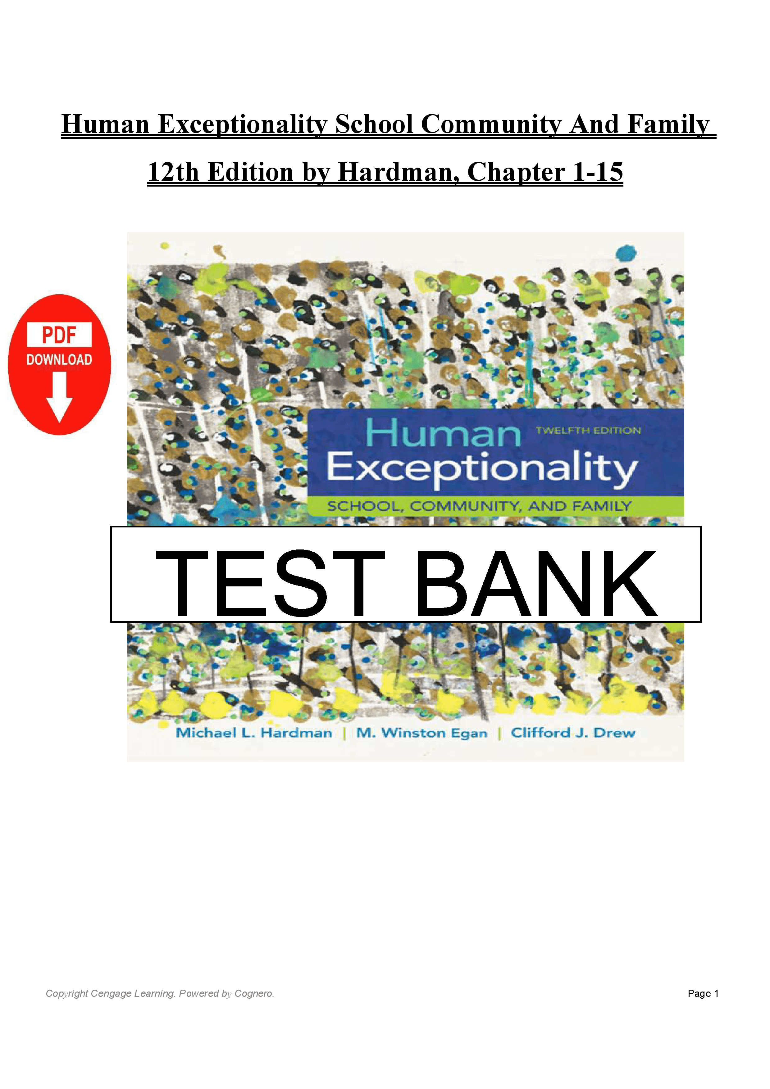 Test Bank for Human Exceptionality School, Community, and Fa | Inspire ...