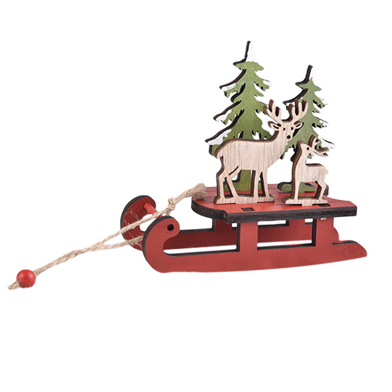Wooden Christmas Ornaments, Sleigh Santa Claus, Snowman Elk Pendant, Christmas Tree Decor, Home Party Decoration, Gift