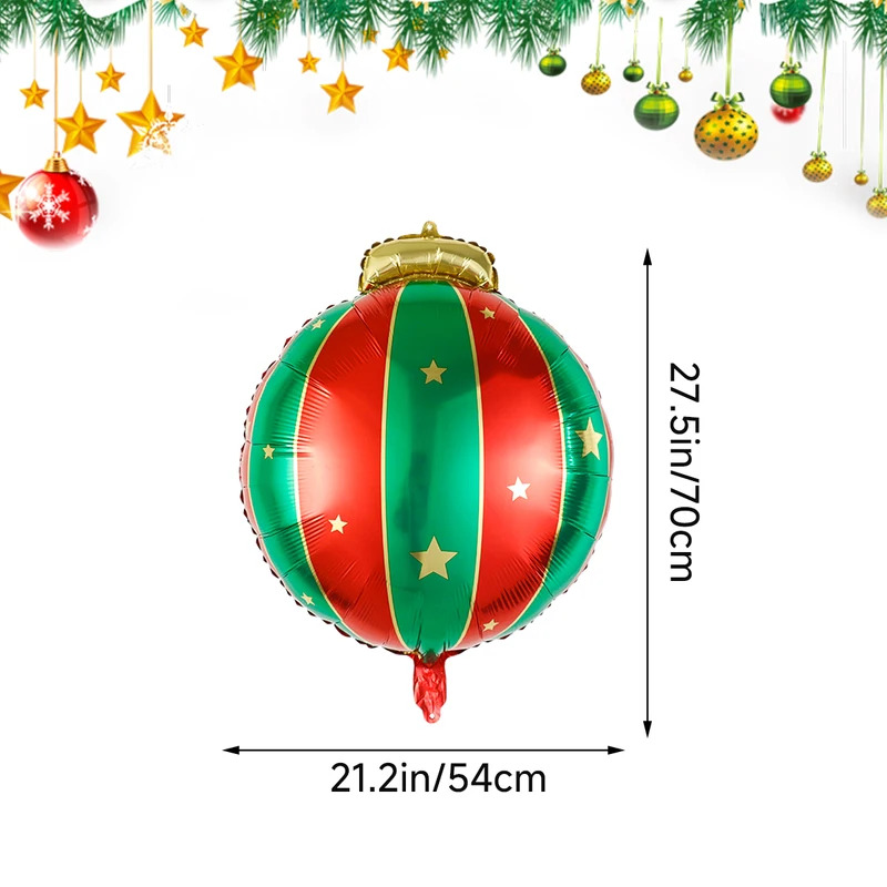 Red Green Gold Star Foil Balloons, Christmas Ball Decoration Balloon, Ideal for Holiday and Party Backdrops