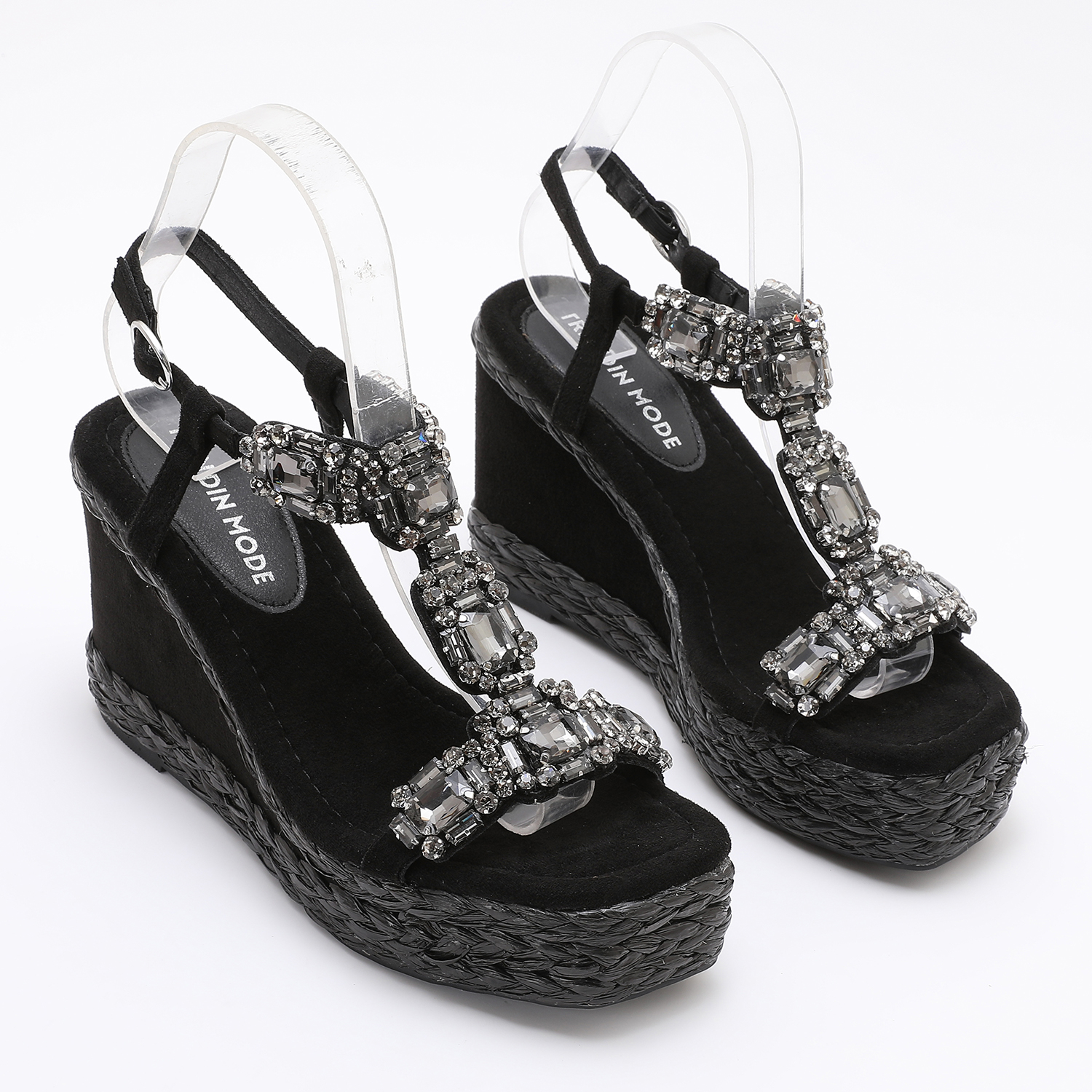 Trendin Mode Women's Velvet High Wedge Sandals, Heel, Fashionable Summer Shoes, Comfortable and Stylish