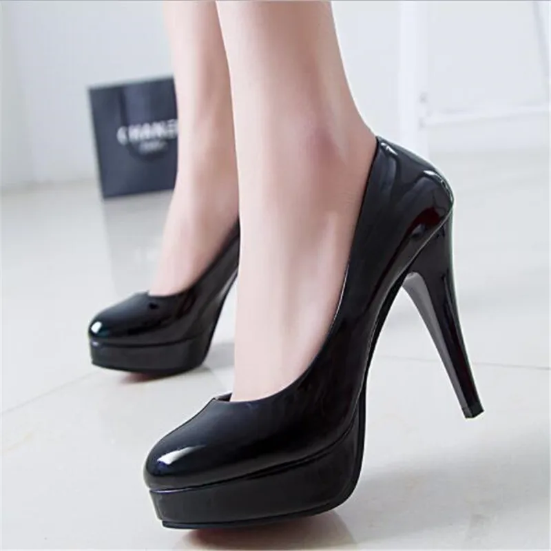 Fashion Classic Patent Leather High Heels Shoes, Women Pumps Nude Head Platform, Wedding Women Dress Shoes Style