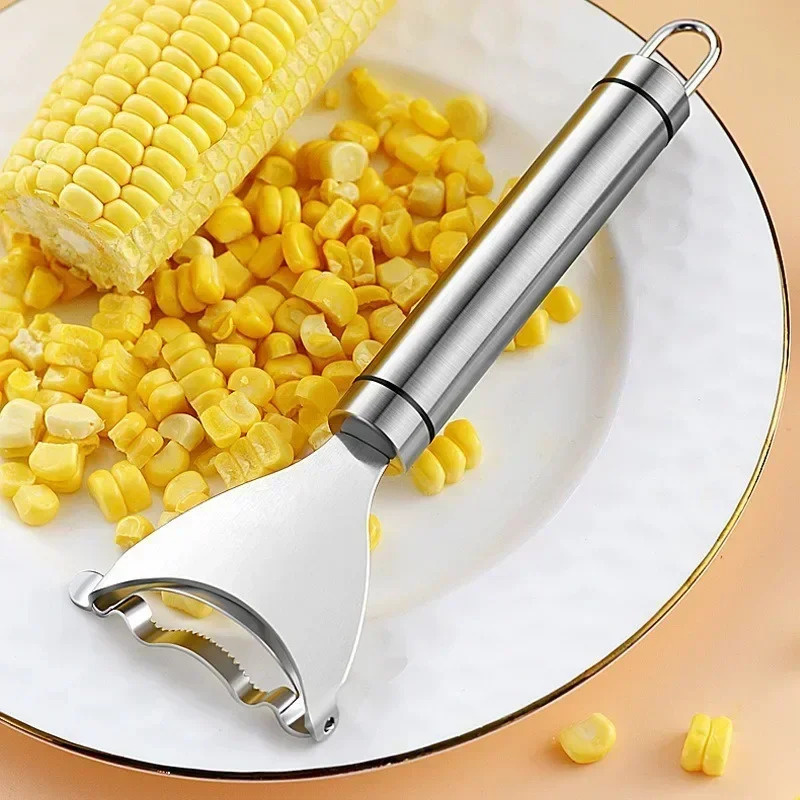 Iziusy Stainless Steel Corn Peeler & Kernel Stripper – Serrated Cob Tool – Dishwasher Safe