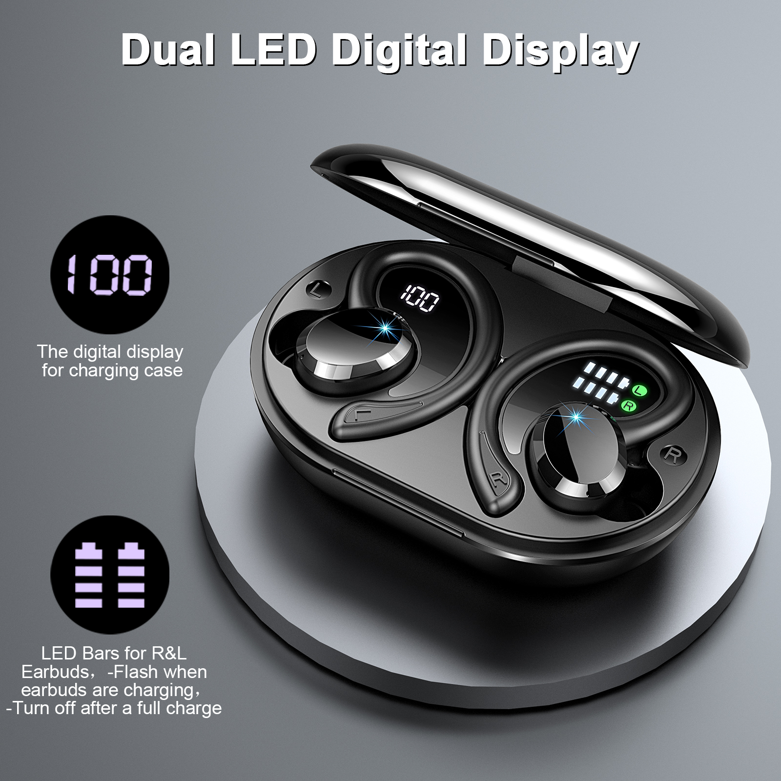 Bluetooth Wireless Earbuds, Noise Cancelling Mic, Playtime Sports Headphones, On-Ear Headset for Workout