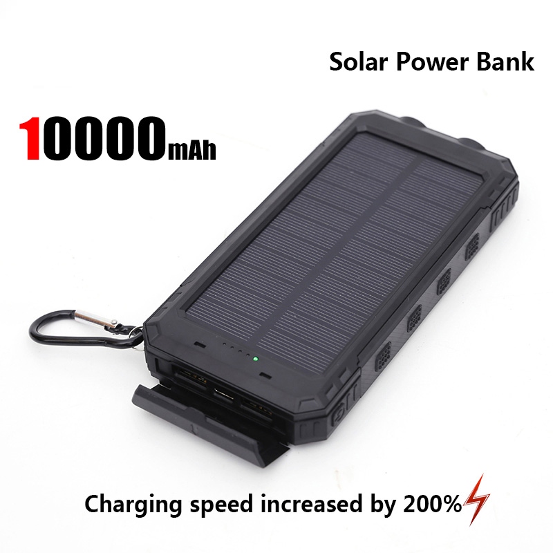 Portable Charging Poverbank Solar Power Bank, External Battery Charger with Strong Light LDE Light