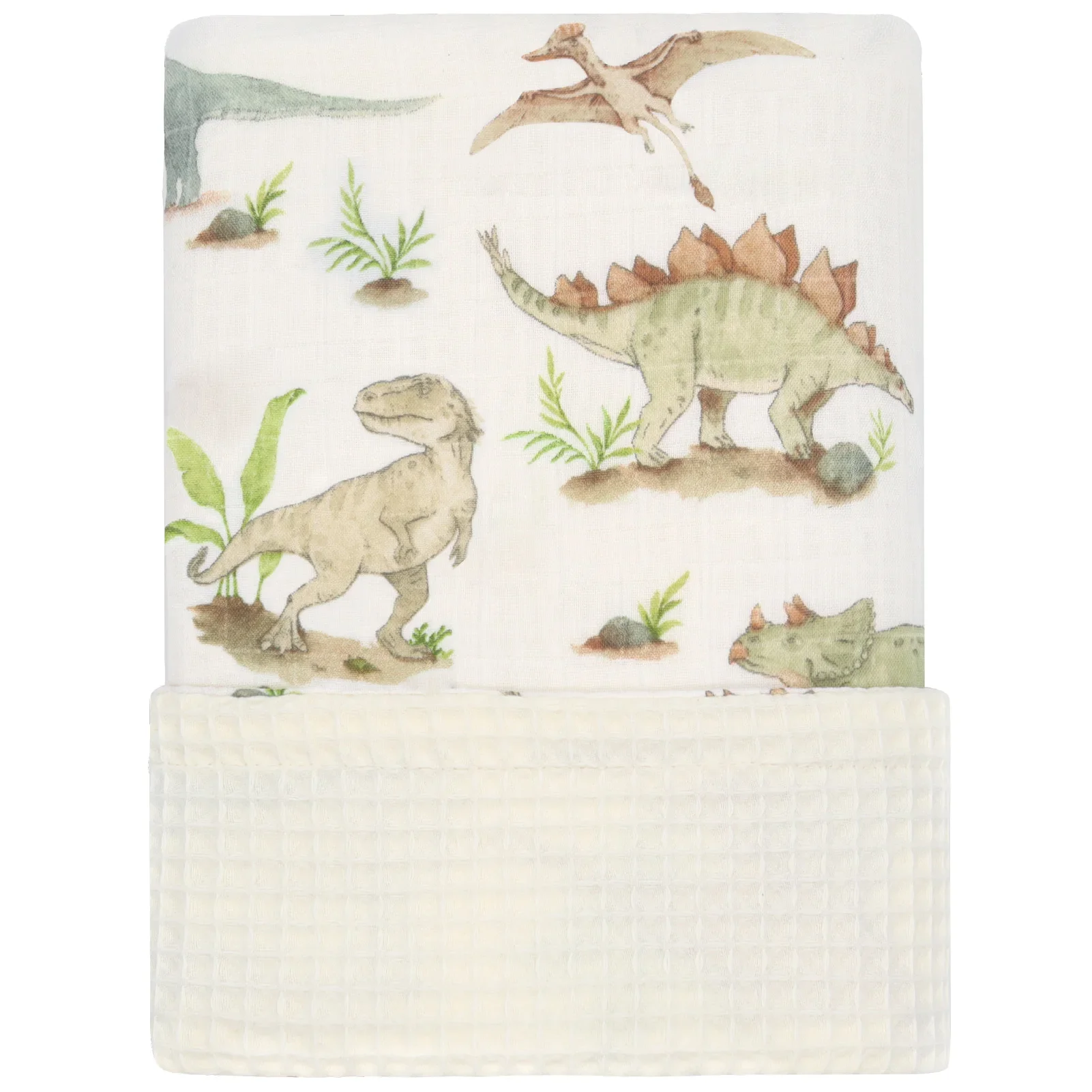 Bamboo Cotton Muslin Swaddle Wrap Blanket, Waffle Printed Baby Blanket for Newborn