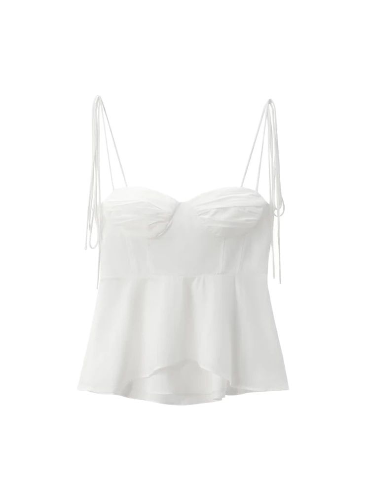 Sexy Asymmetric Bustier Tops for Women, Sweetheart Neckline, Thin Tied Straps, Side Zipper