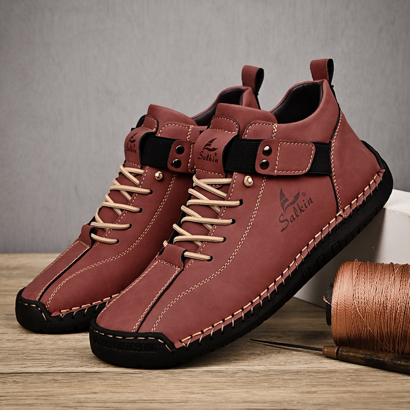 Handmade Leather Casual Men Shoes Breathable Sneaker Ankle Boots for Outdoor & Daily Wear