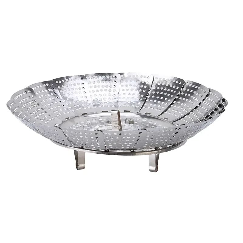 Multifunctional Stainless Steel Retractable Folding Steamer Plate, Silver Food Steamer for Vegetables, Fruits, Seafood