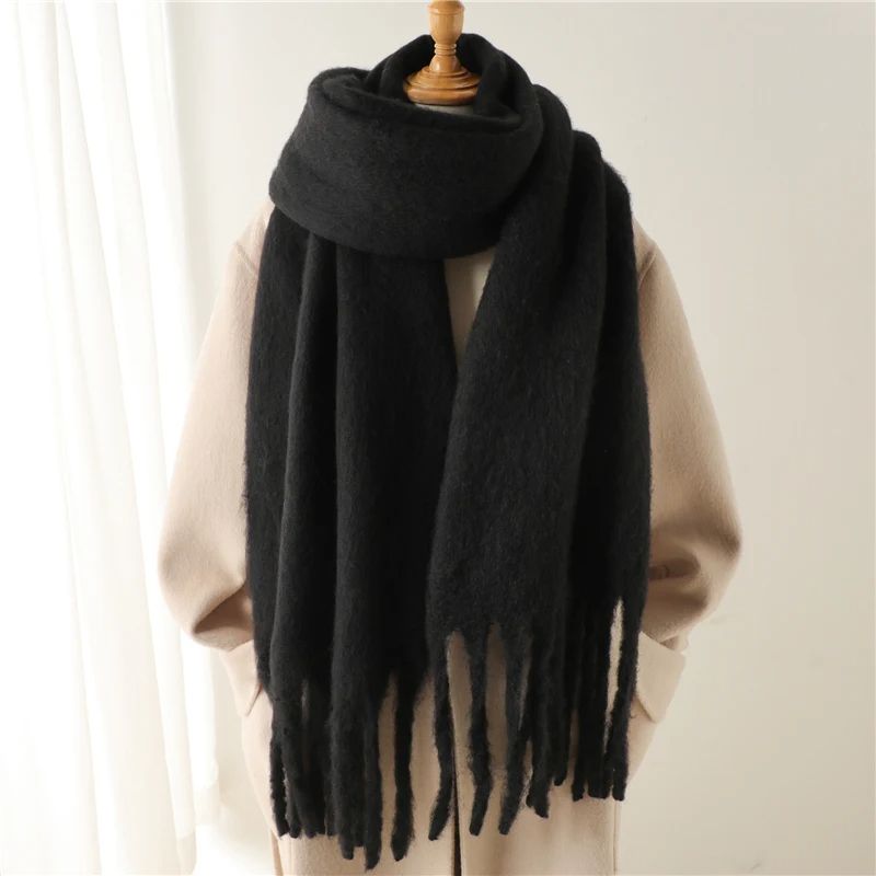 Winter Scarf for Women Cashmere Warm Solid Pashmina Blanket Wrap Long Thick Soft Shawl with Big Tassels Poncho Bufanda