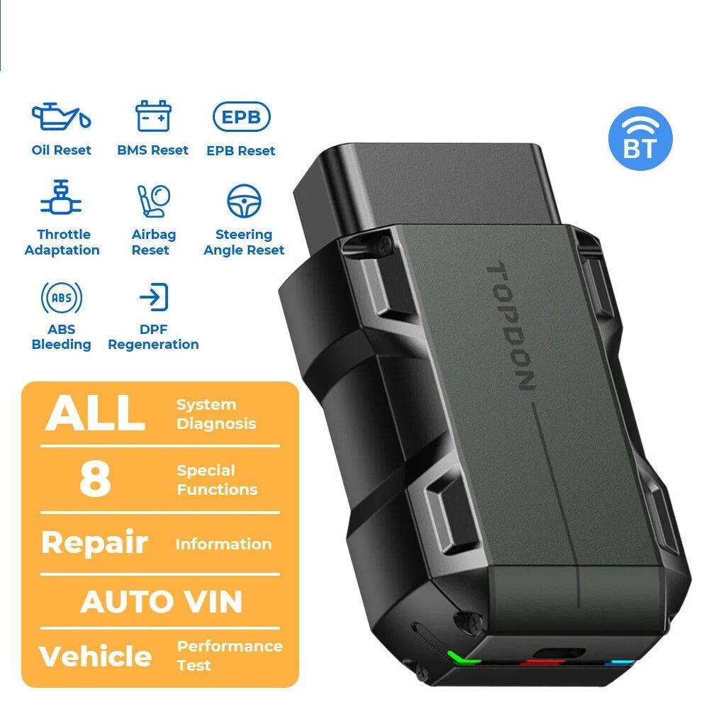 TOPDON TopScan Lite Smart Diagnostic Tool, Bluetooth Scanner with DTC Repair Guide & Engine Fault Code Reader