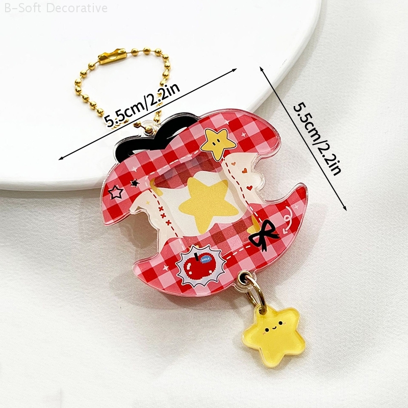 Acrylic Kpop Idol Photocard Holder Photo Card Protector Cover with Keychain, Cartoon Apple Shaped Mini Album for Bag