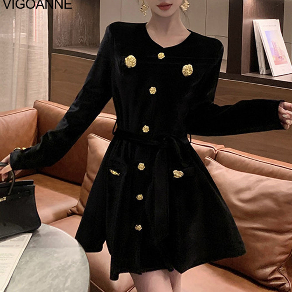 Elegant Black Velvet Dress, Sexy Tight Short Dress, Korean Style Long Sleeve, Lady Evening Party Dress For Spring Autumn - Black m | Trendy Discount G Elegant Black Velvet Dress, Sexy Tight Short Dress, Korean Style Long Sleeve, Lady Evening Party Dress For Spring Autumn - Black m | Trendy Discount G
