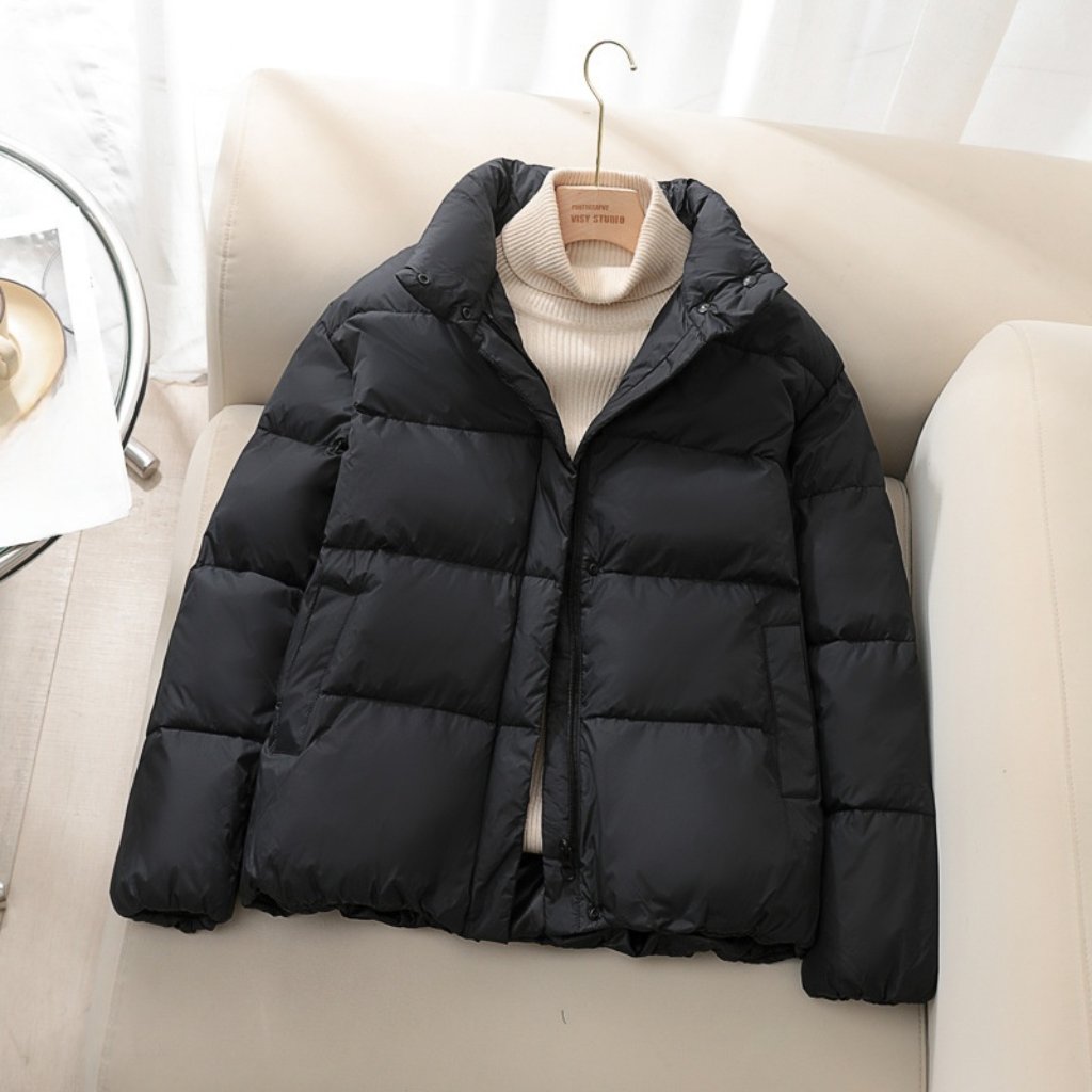 Winter Coat, Women's Loose Fit Short Puffer Jacket, Thickened Cotton Padding for Cold Weather