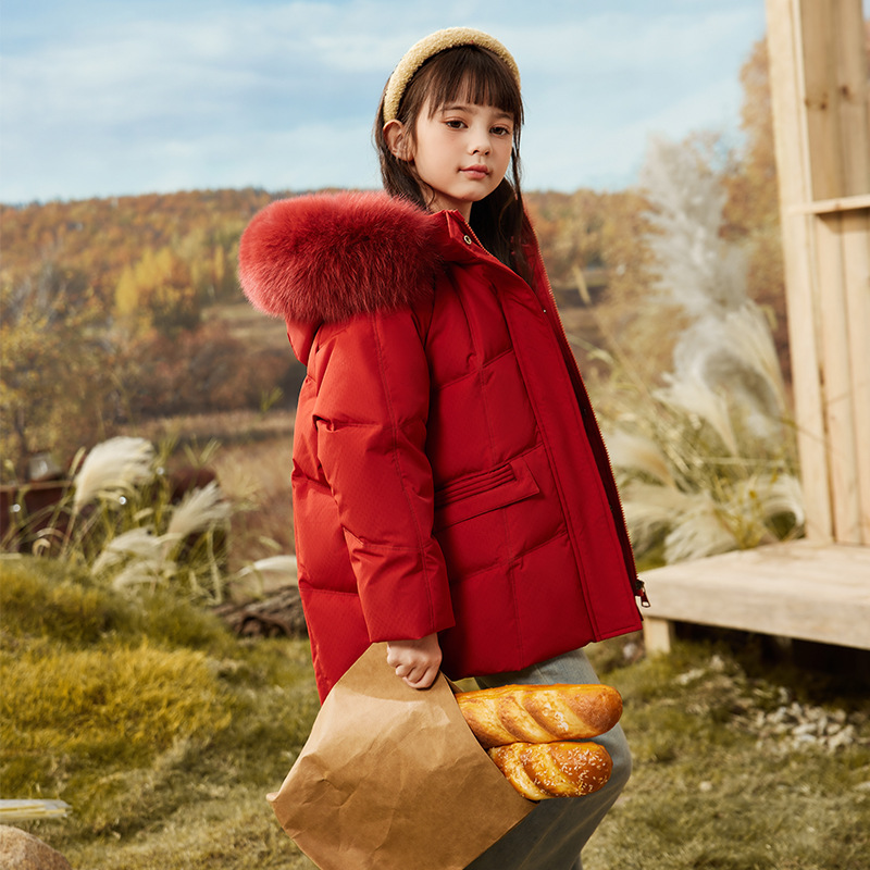 RAISE Girls Winter Jacket, Waterproof Duck Down Coat, Thick Warm Faux Fur Hooded Jacket for Kids 5-12 Years