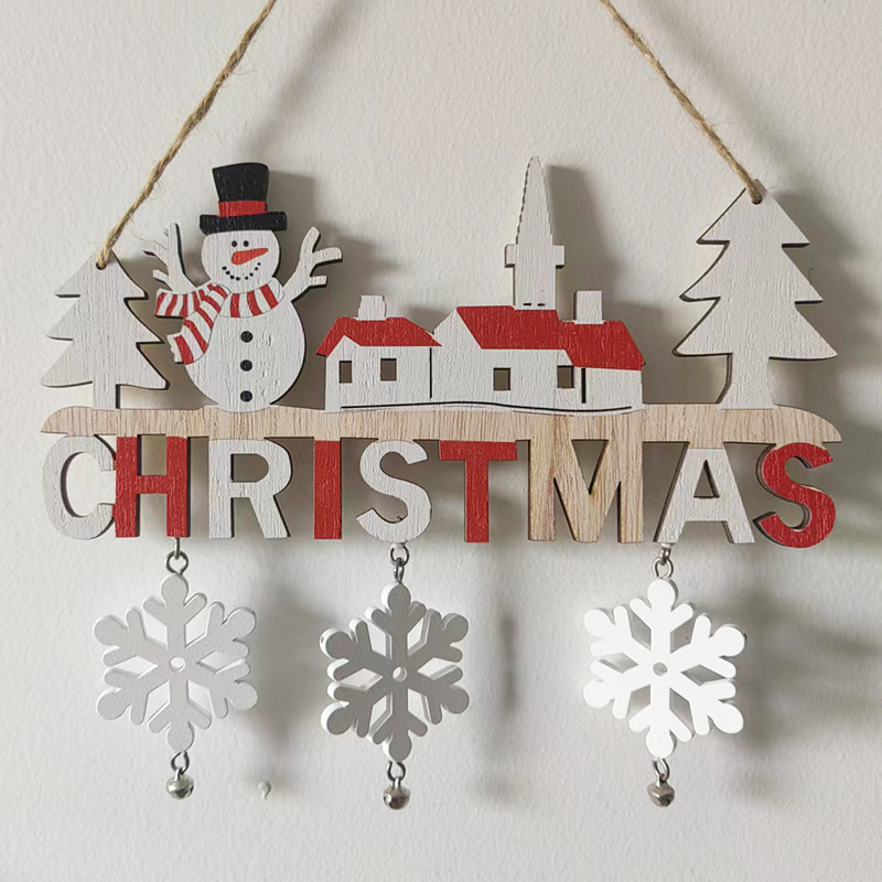 Snowman Santa Claus, Christmas Letter Door Sign, Wooden Pendant Handicraft, Deer Home Decoration