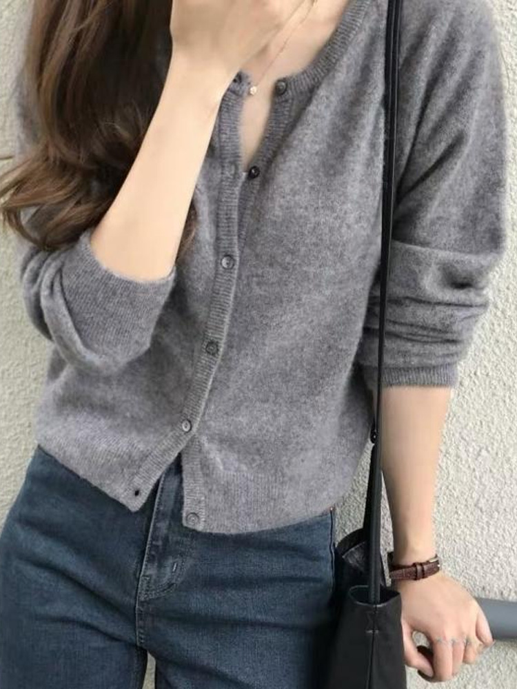 New Fashion Solid Color Knitted Cardigan Sweater, Autumn Winter Long Sleeve Buttons Sweater Coat, Elegant Casual Loose